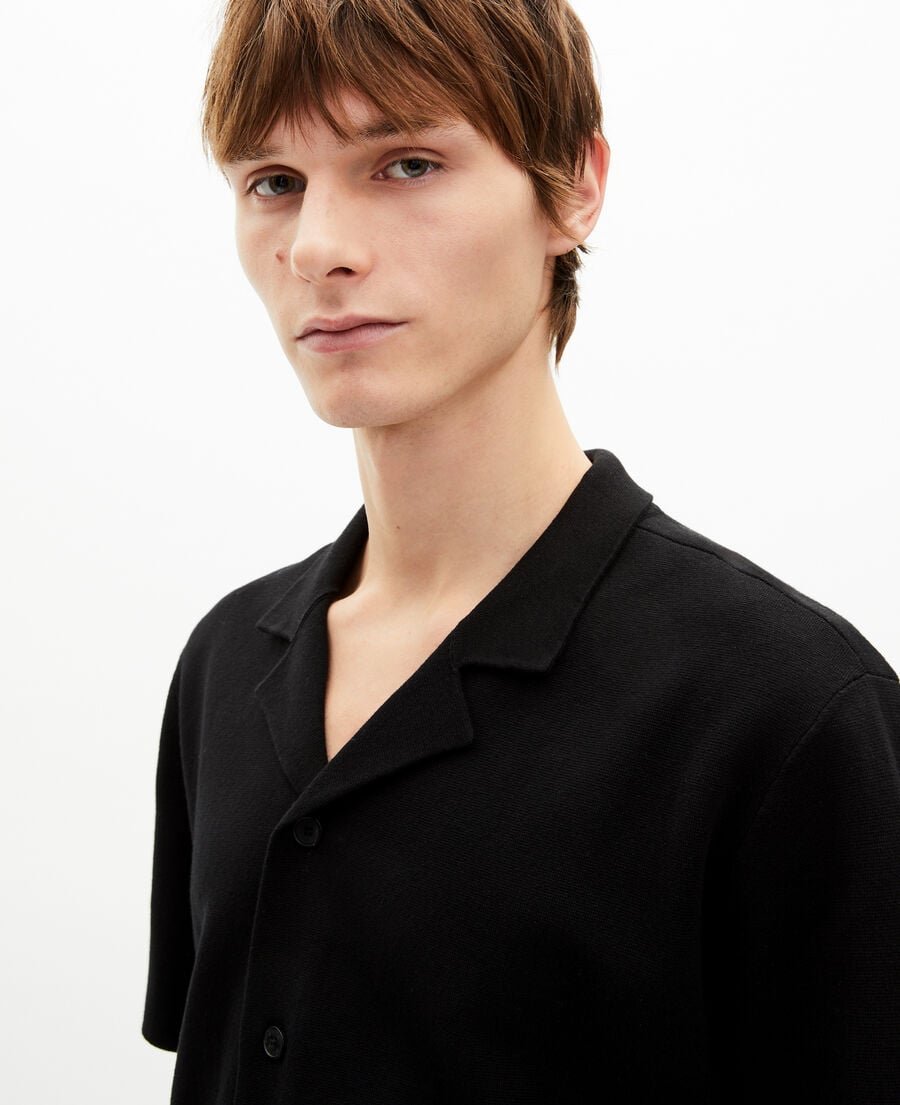 The Kooples MEN BLACK black mesh short-sleeve shirt