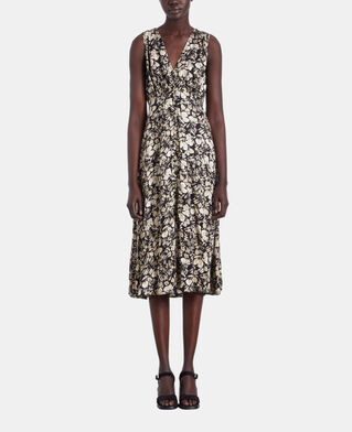 The Kooples WOMEN BLACK BROWN sleeveless long printed dress