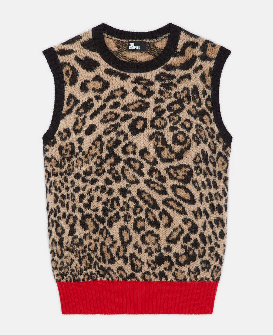 sleeveless leopard print sweater