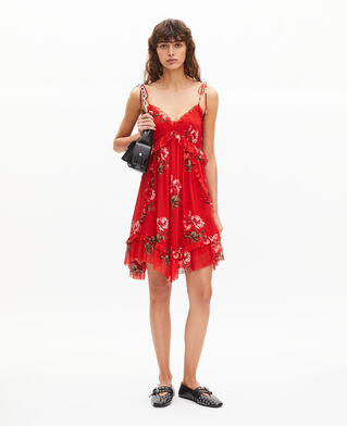 The Kooples WOMEN RED / GREEN red floral print short dress