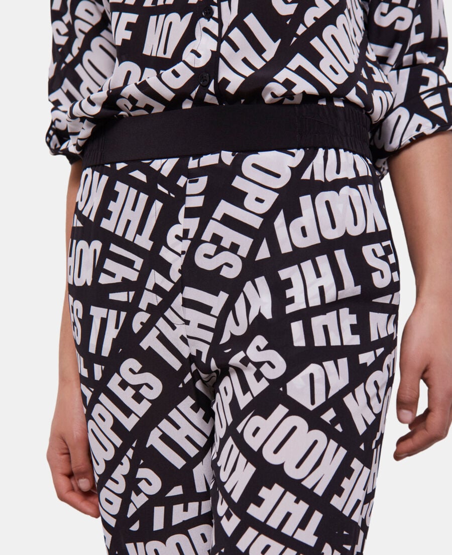 The Kooples FEMME BLACK / WHITE pantalon tape logo