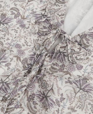 The Kooples FEMME ECRU/MAUVE CHALK robe courte fleurie avec laçage