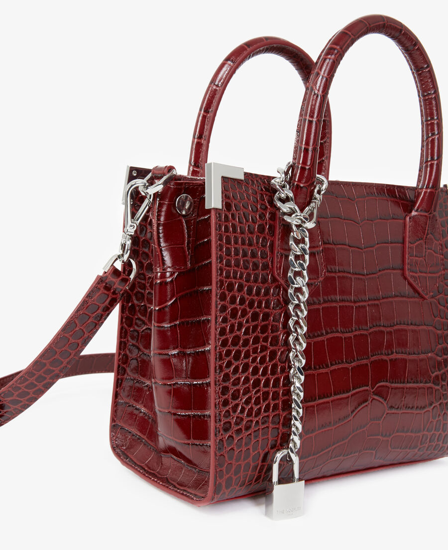 croco-print ming bag in red leather
