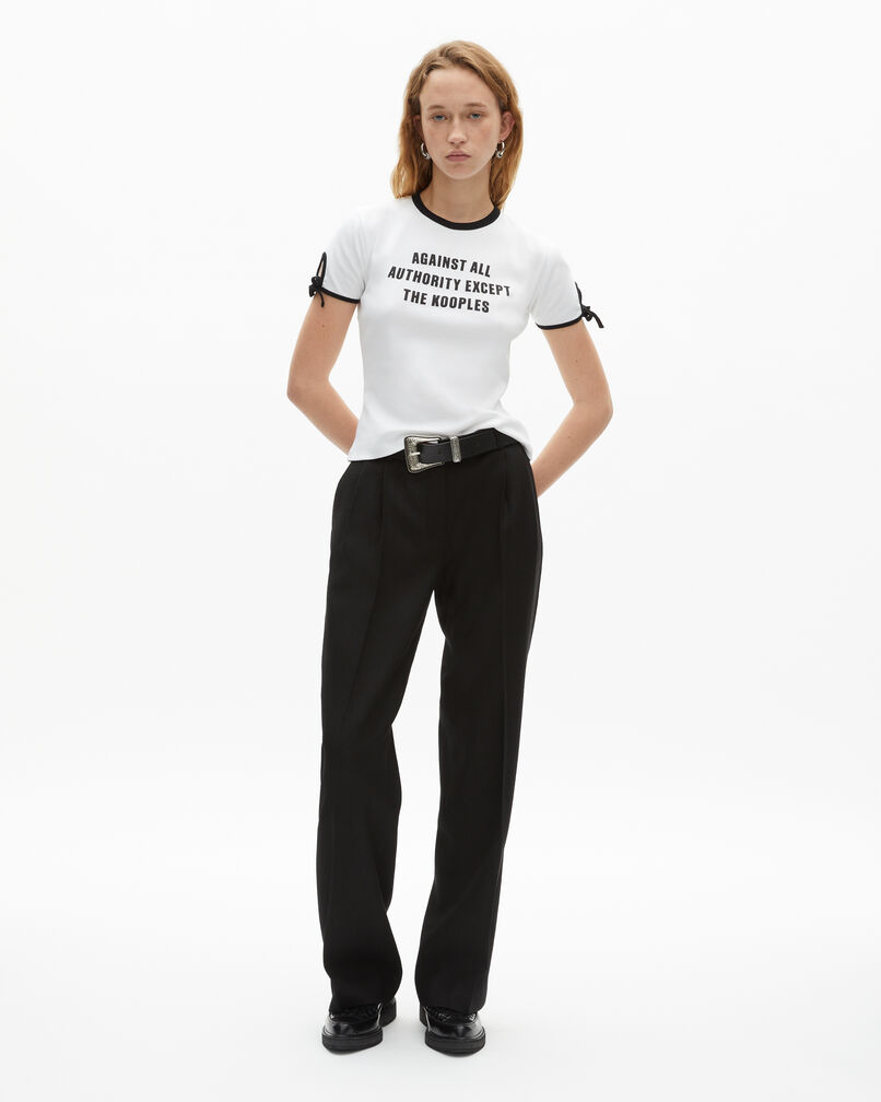 The Kooples WOMEN WHITE t-shirt with white screen print
