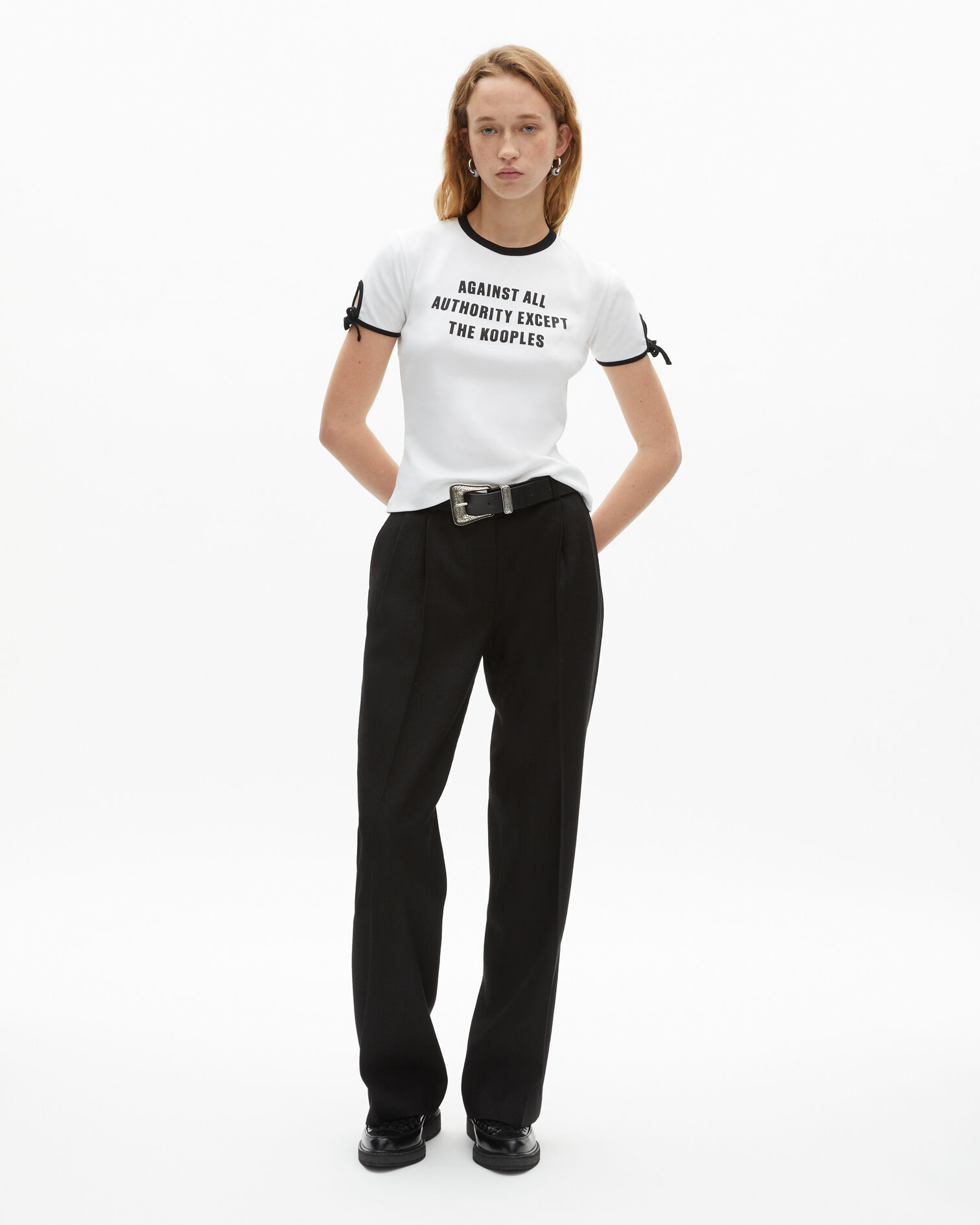 T-shirt with white screen print, WHITE, hi-res image number null