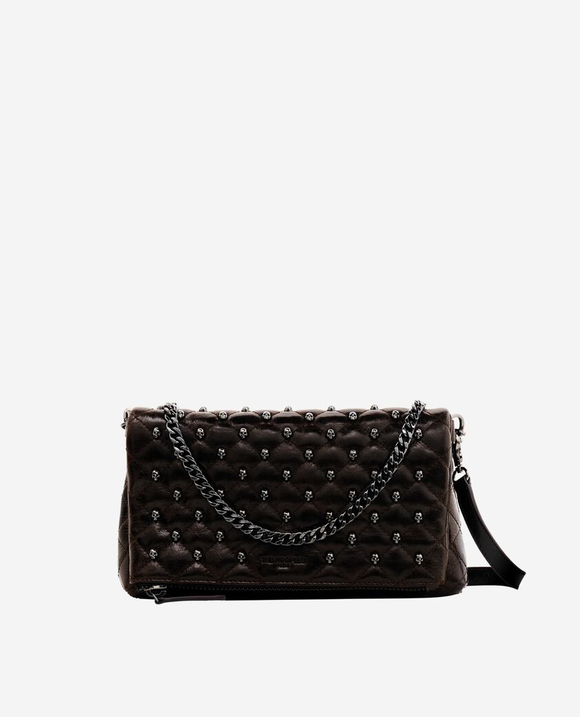 The Kooples MUJER BROWN bolso de mano heritage peque&ntilde;o de piel agrietada marr&oacute;n