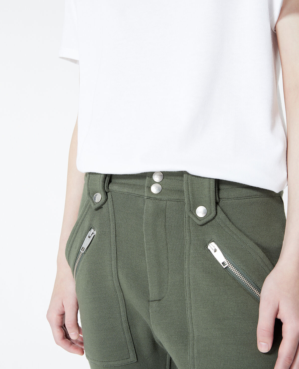 Khaki joggers hot sale with zippers