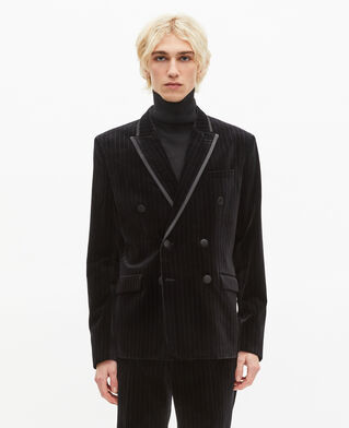 The Kooples MEN BLACK double-breasted suit jacket in black velvet