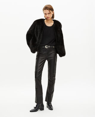 The Kooples F BLACK black fur-effect short coat