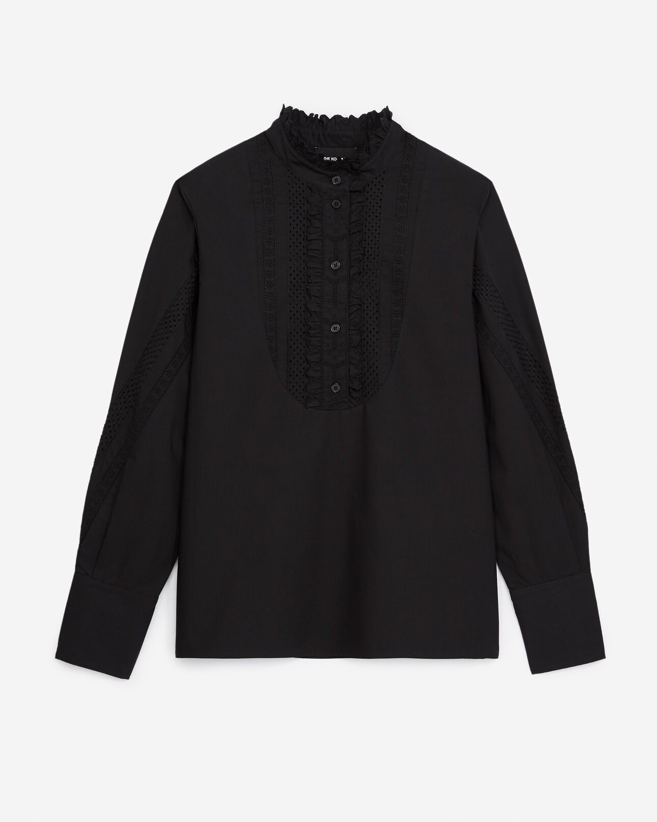 The Kooples MUJER BLACK camisa negra algodón bordada manga