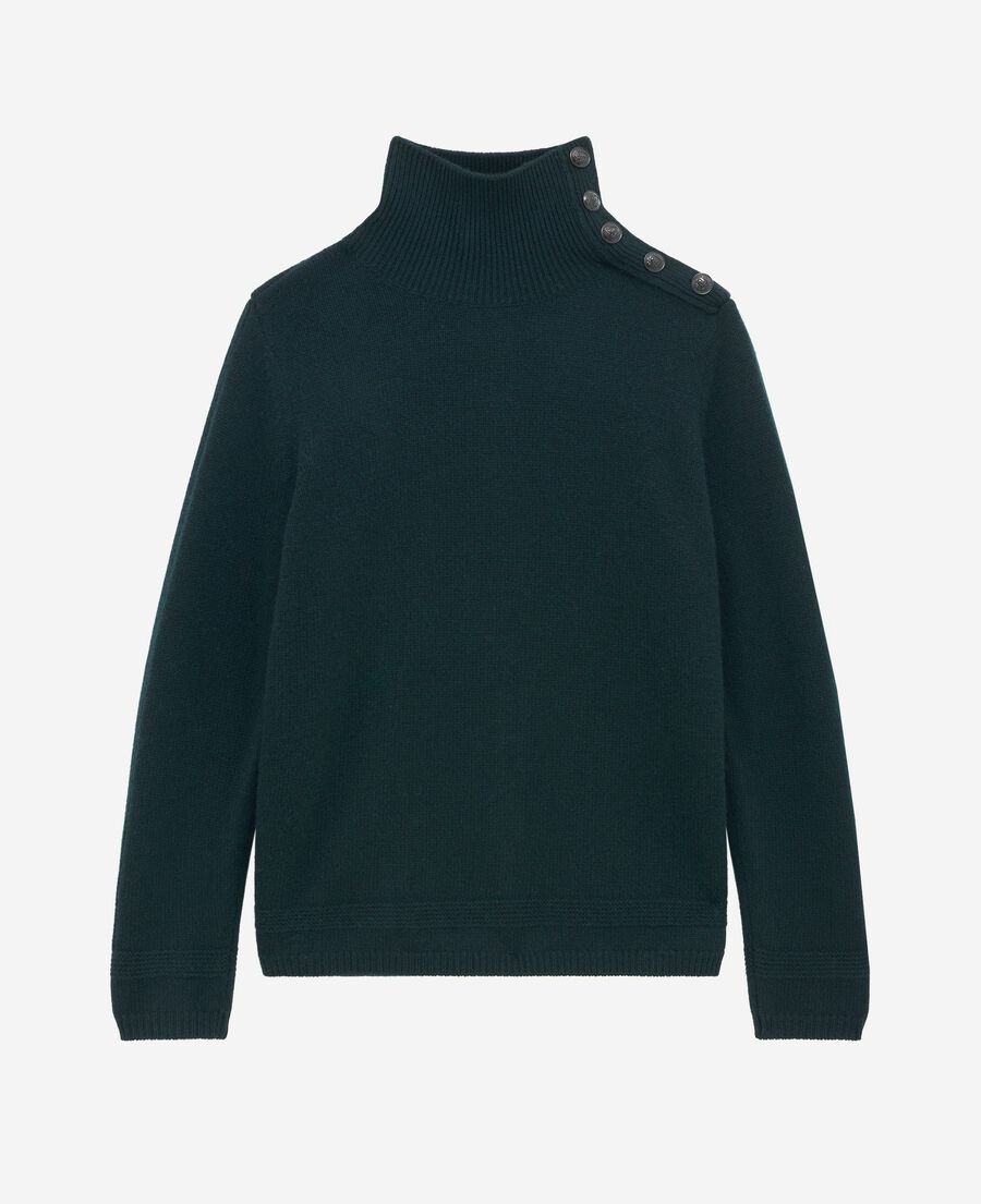 The Kooples WOMEN FOREST dark green wool stand-up collar sweater