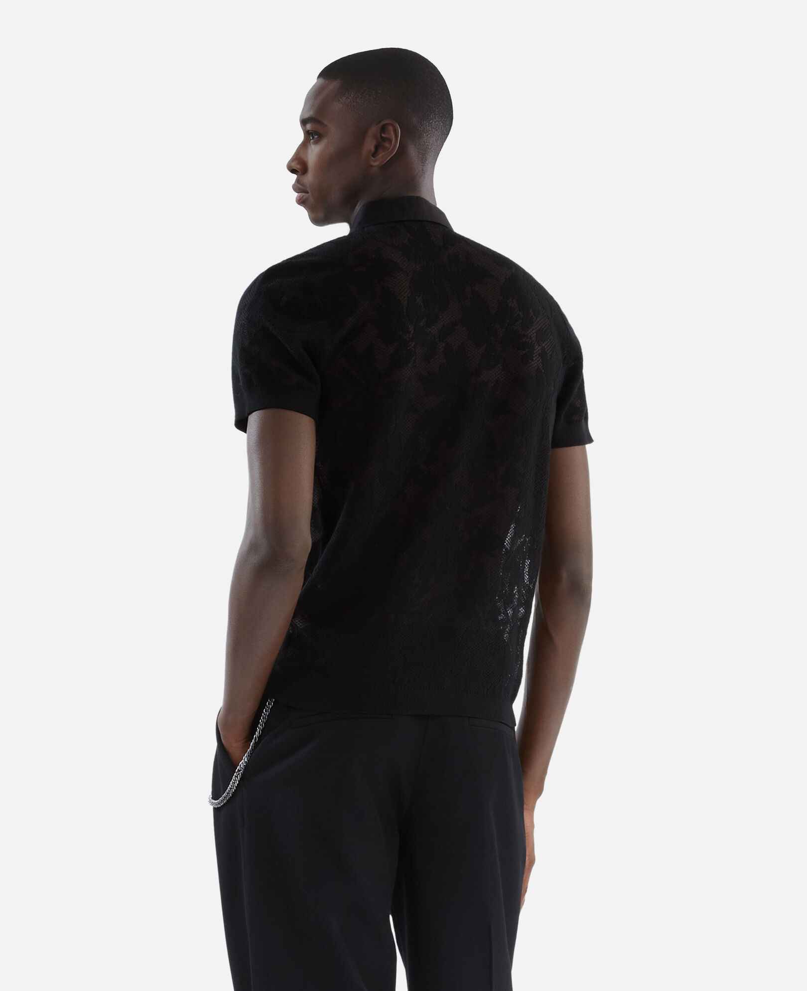 The Kooples HOMBRE BLACK camisa polo punto efecto encaje negro