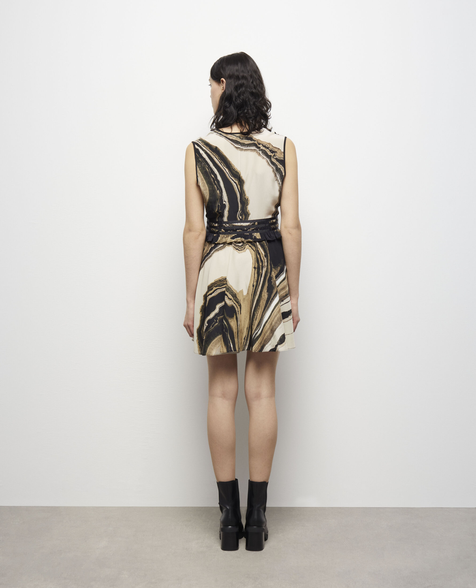 Kurzes Kleid mit Print, BEIGE-BROWN, hi-res image number null