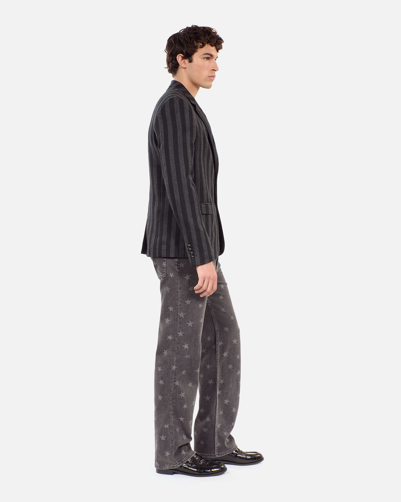 The Kooples H BLACK GREY striped wool blazer