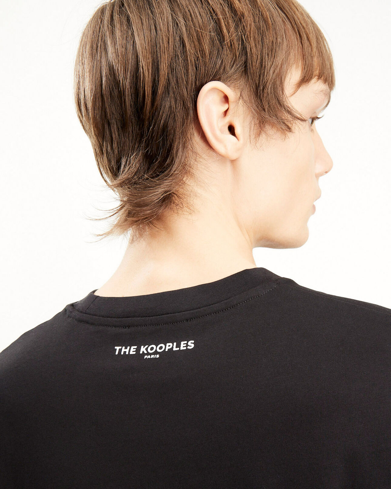 The Kooples MEN BLACK black cotton t-shirt with embroidered flowers