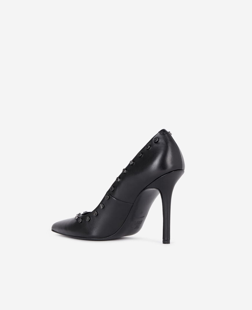 The Kooples WOMEN BLACK black leather studded heeled pumps
