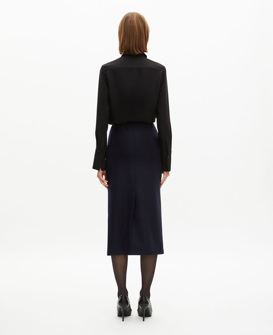 The Kooples F NAVY long navy pencil skirt
