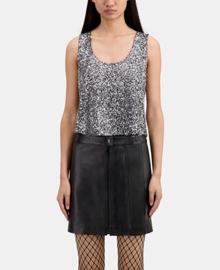 The Kooples FEMME SILVER top à sequins argenté