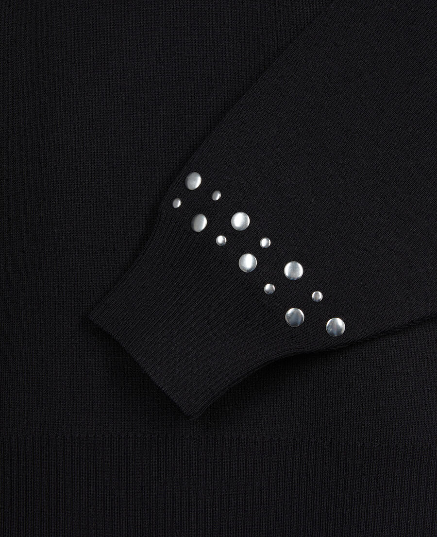 The Kooples DAMEN BLACK schwarzes sweatshirt mit nieten