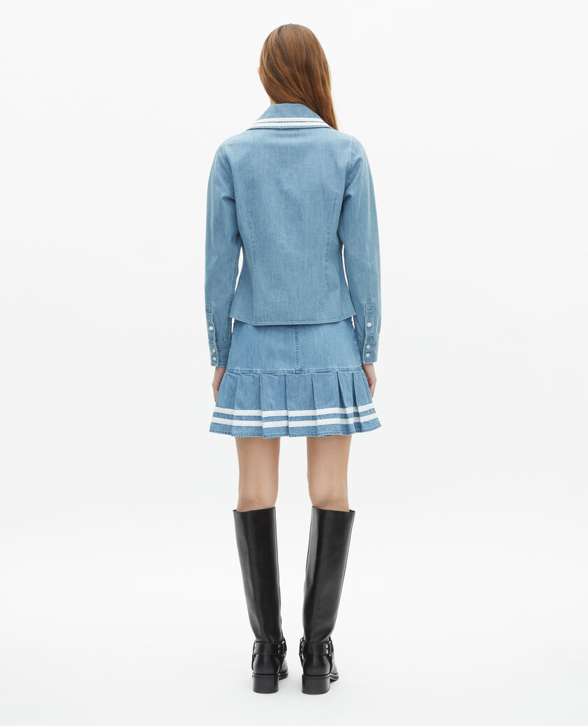 The Kooples WOMEN BABY BLUE denim shirt with claudine collar