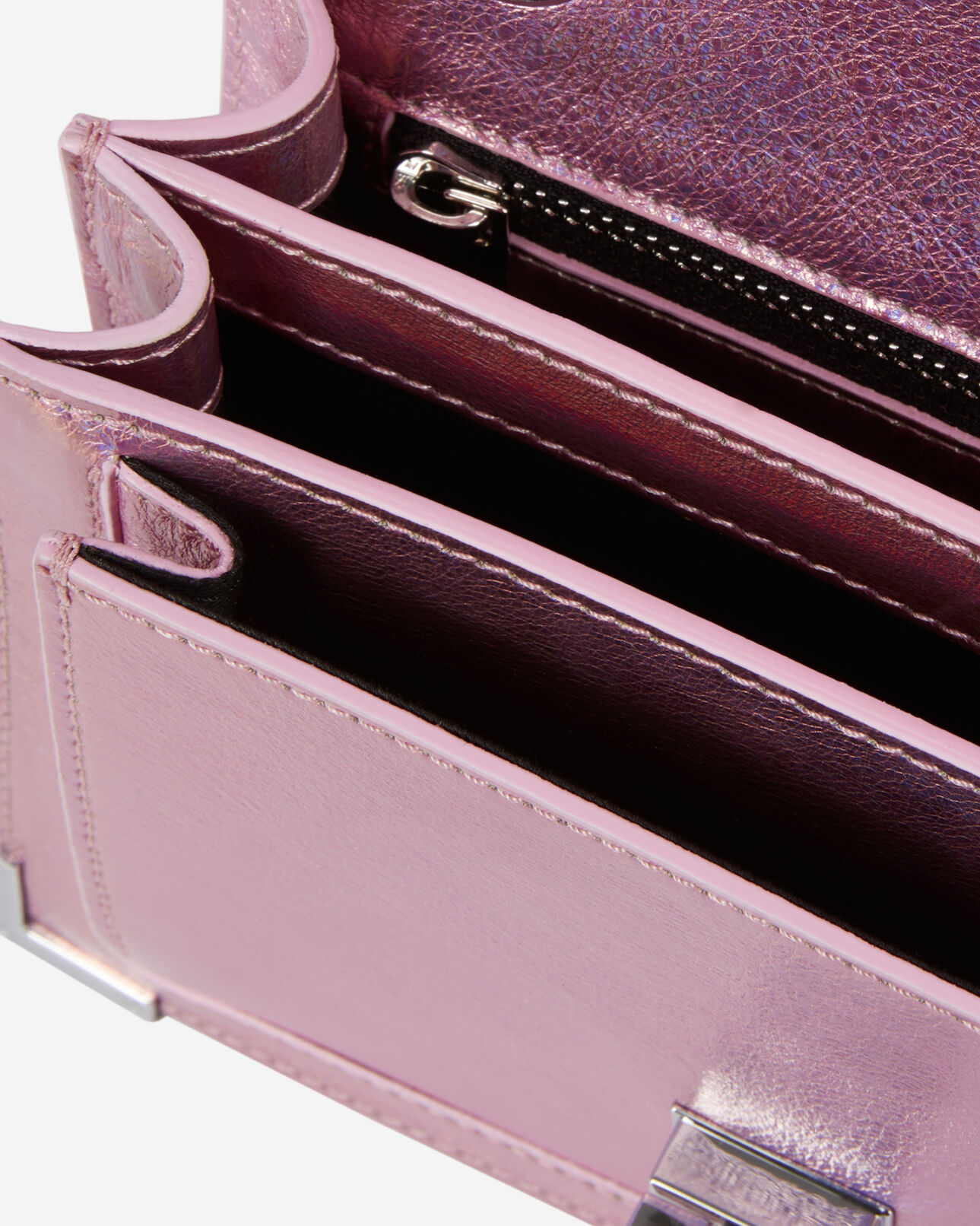 The Kooples FEMME SWEET PINK sac emily chaîne en cuir rose irisé