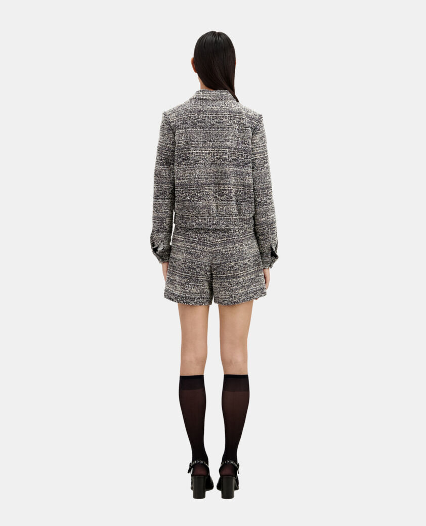 The Kooples FEMME BLACK WHITE veste en tweed noire et blanche