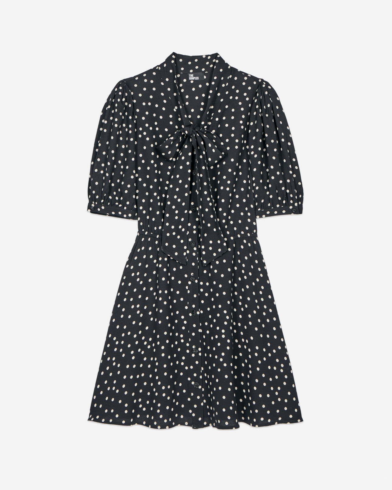 The Kooples WOMEN BLACK WHITE short black polka dot dress