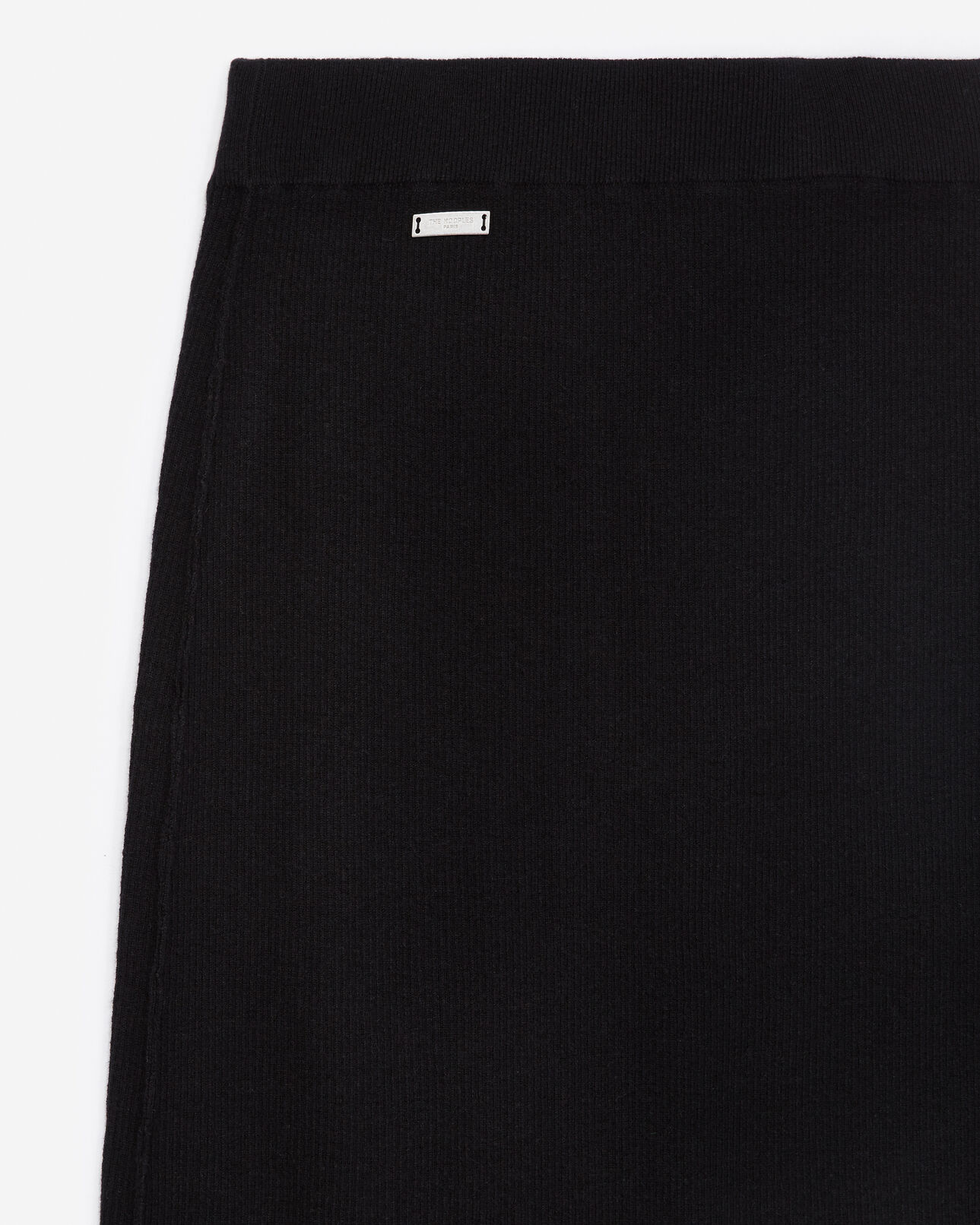 The Kooples WOMEN BLACK black ribbed wool/cashmere midi skirt