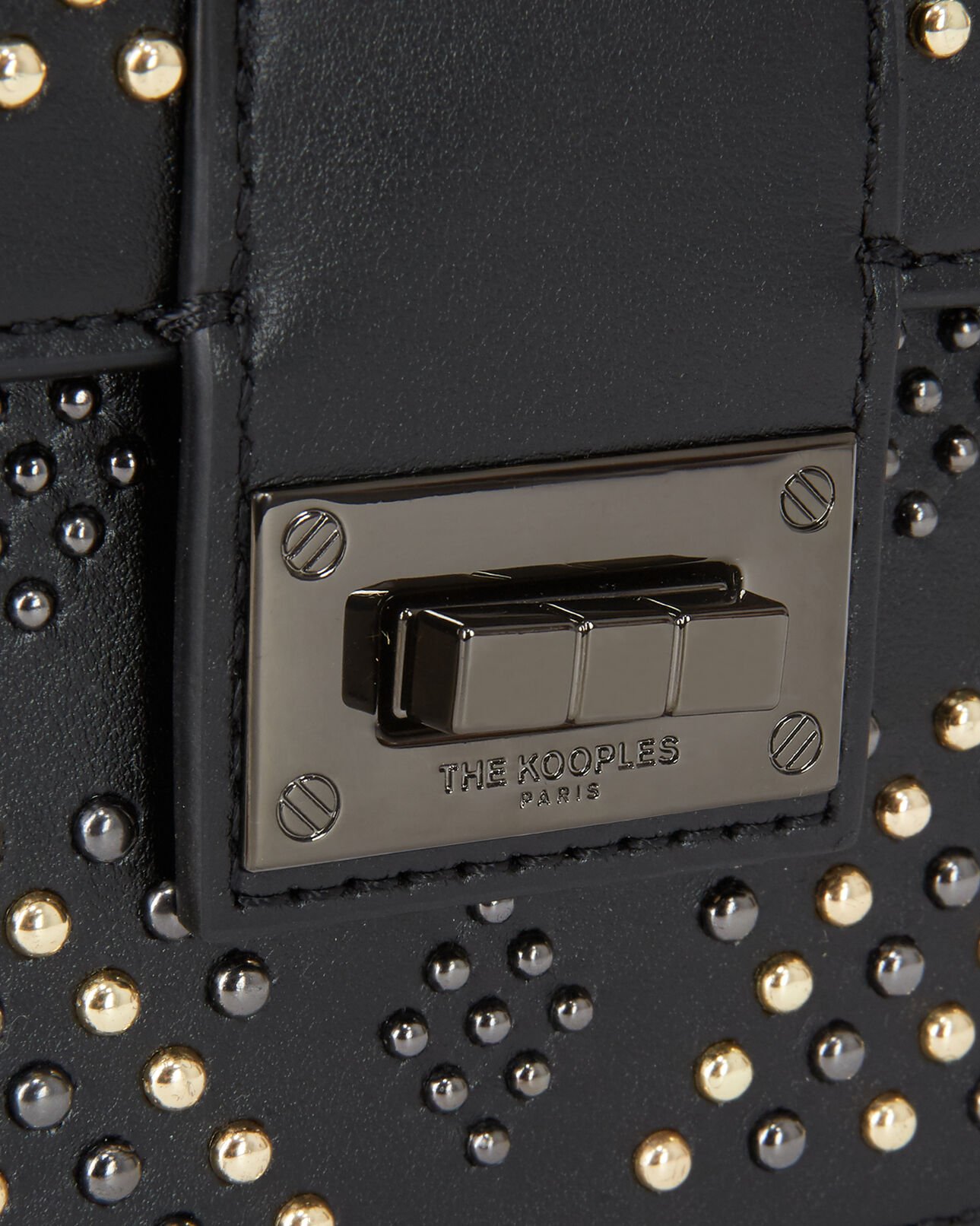 The Kooples WOMEN BLACK medium emily clutch bag in studded leather