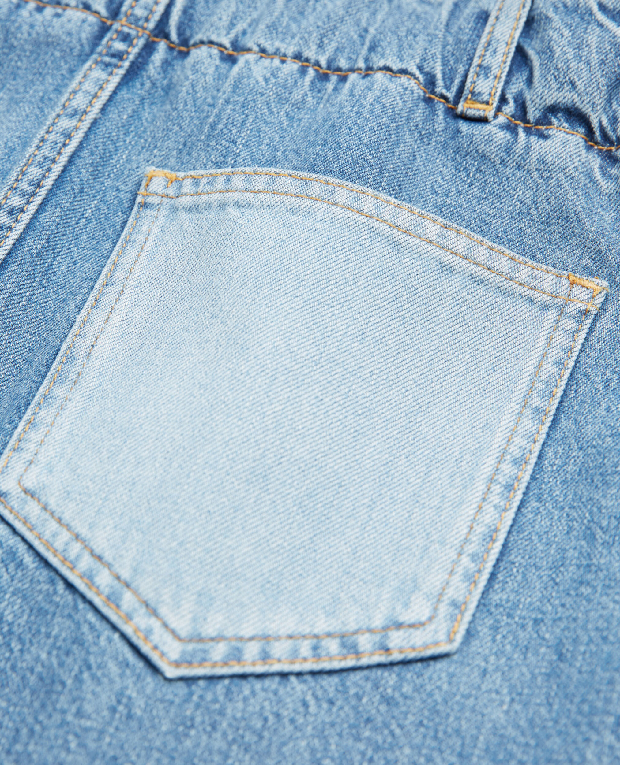 Jupe courte en jean poches patchwork, BLUE WASHED, hi-res image number null