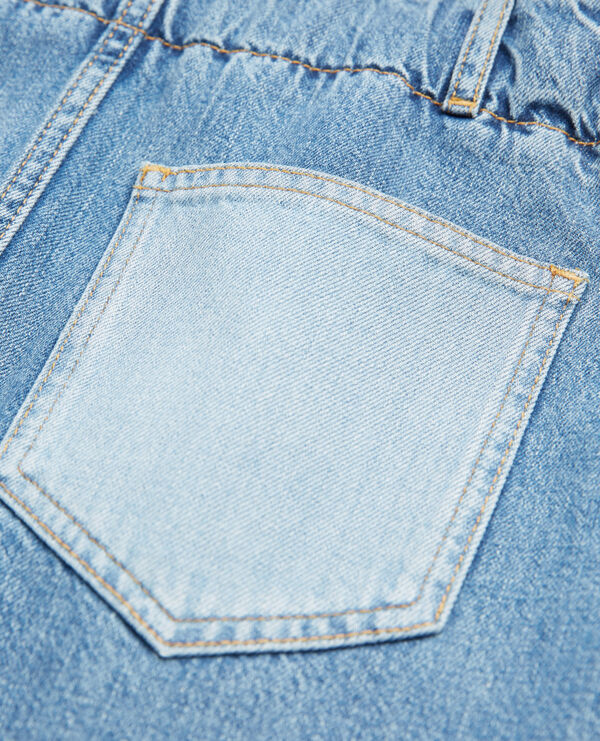 jupe courte en jean poches patchwork