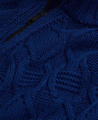 The Kooples MEN ROYAL BLUE - DARK NAVY blue cable wool sweater with zipper