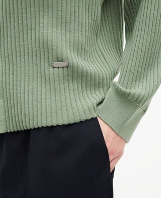 The Kooples HOMME LICHEN cardigan &agrave; c&ocirc;tes vert amande