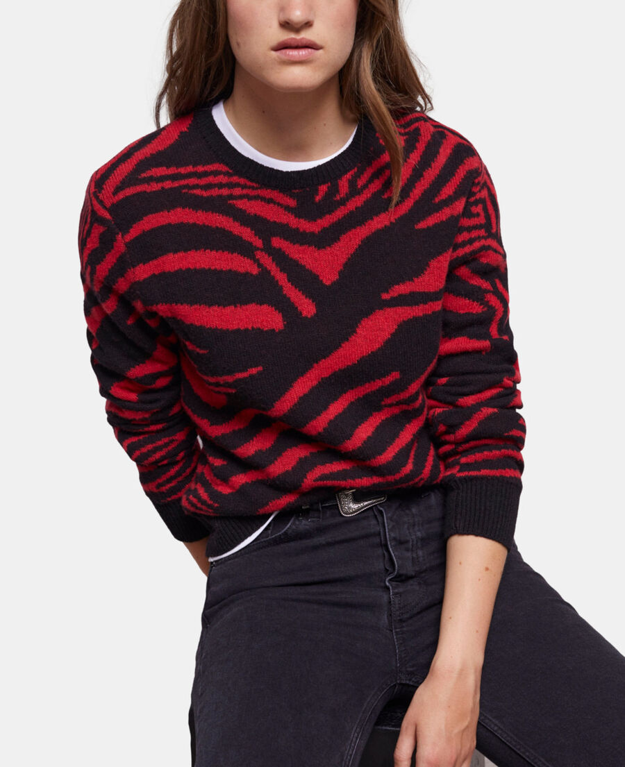 bedruckter pullover mit rundhalsausschnitt
