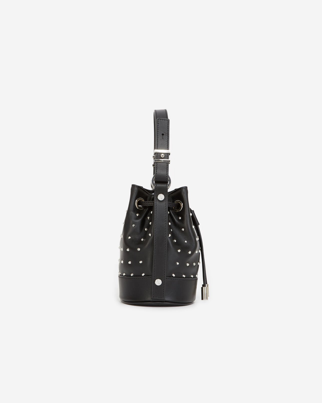 The Kooples WOMEN BLACK / SILVER studded small tina bag in smooth black leather