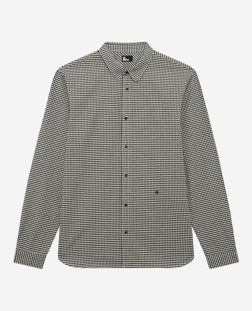 The Kooples HERREN BLACK WHITE schwarzes und wei&szlig;es kariertes hemd