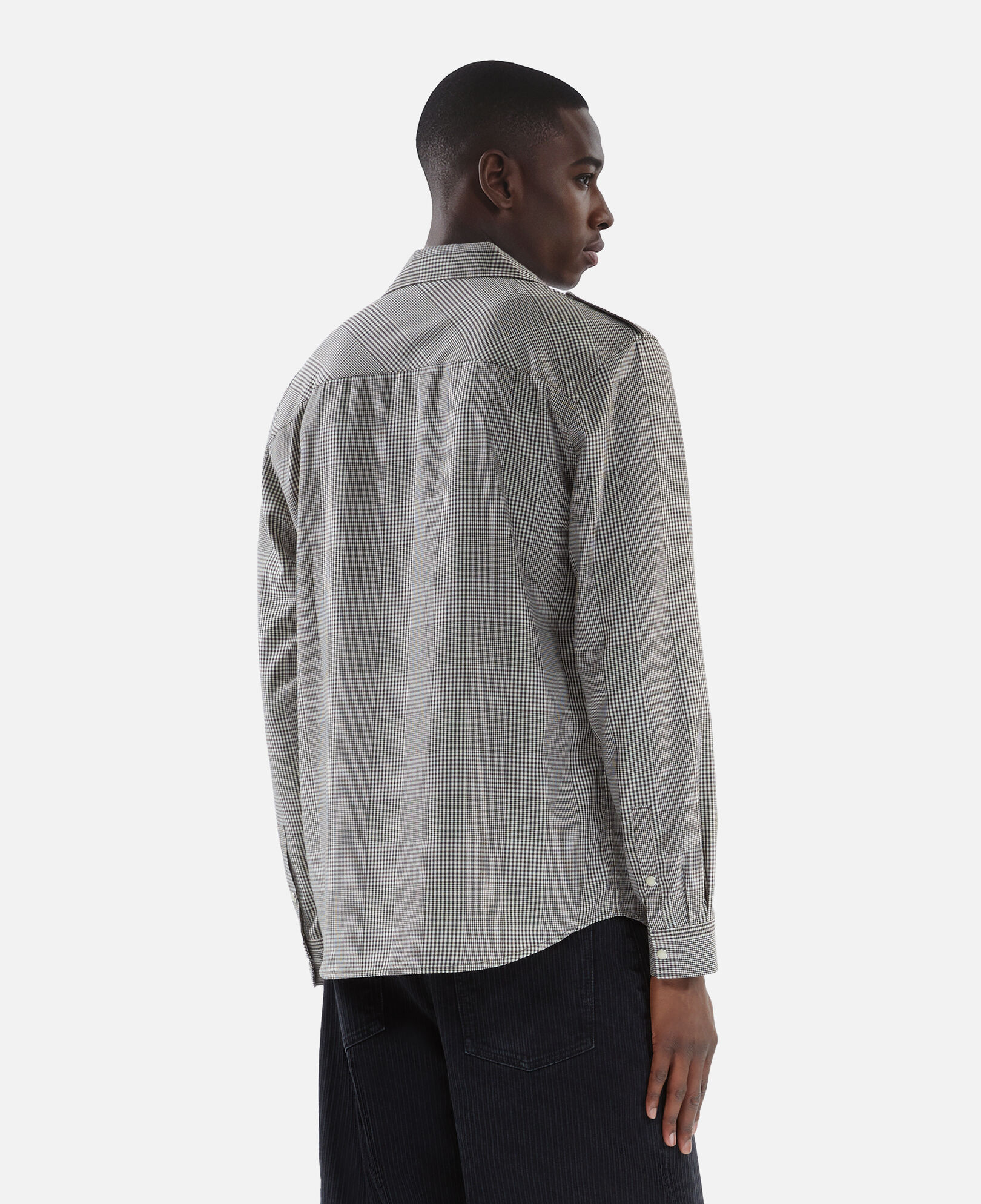 The Kooples MEN BLACK WHITE black and white prince of wales print shirt