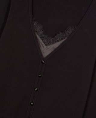 The Kooples FEMME BLACK pull effet trompe l'&oelig;il avec dentelle noir