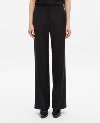 The Kooples WOMEN BLACK black straight-cut wool tailored trousers 