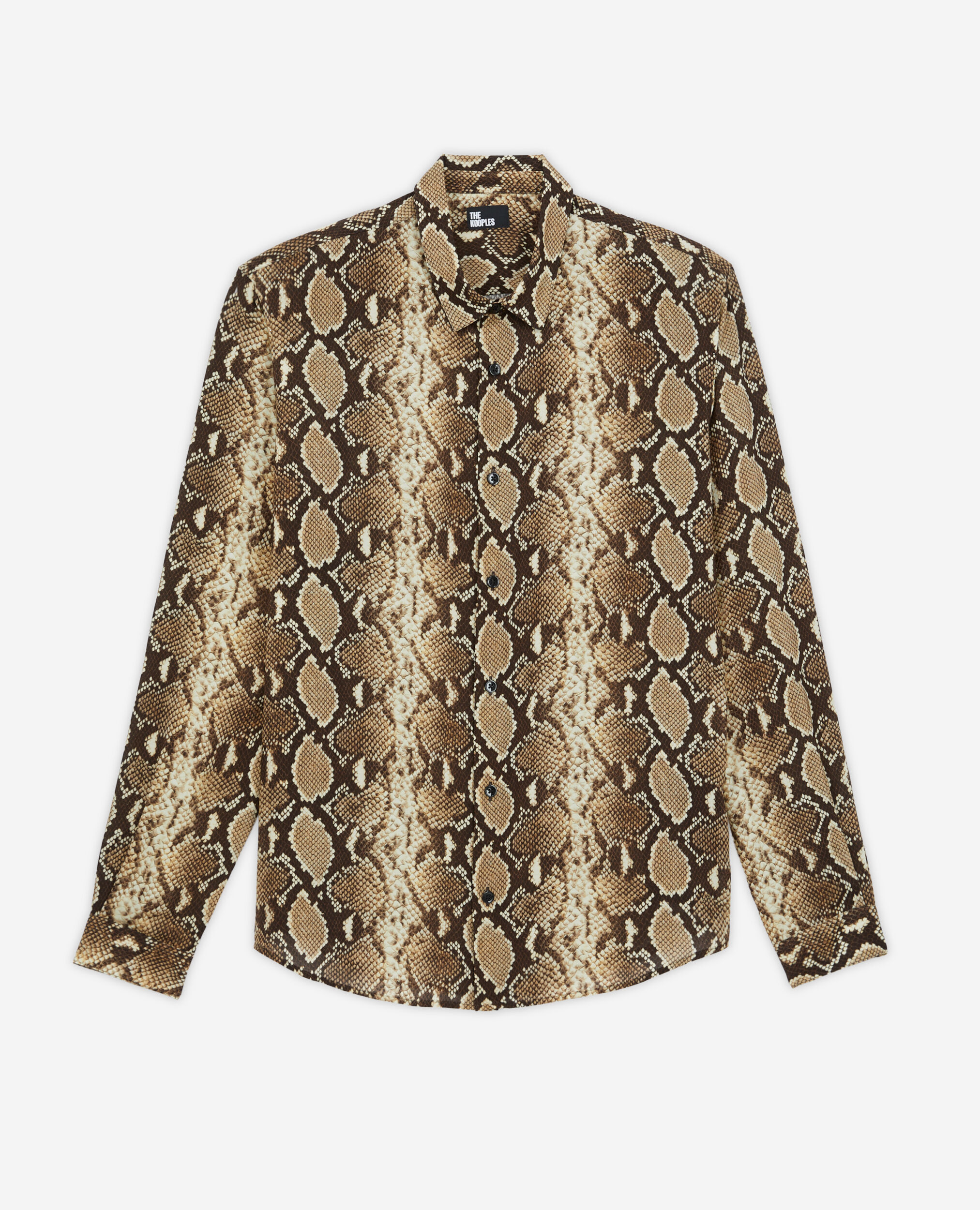 Snakeskin print casual shirt, BEIGE, hi-res image number null