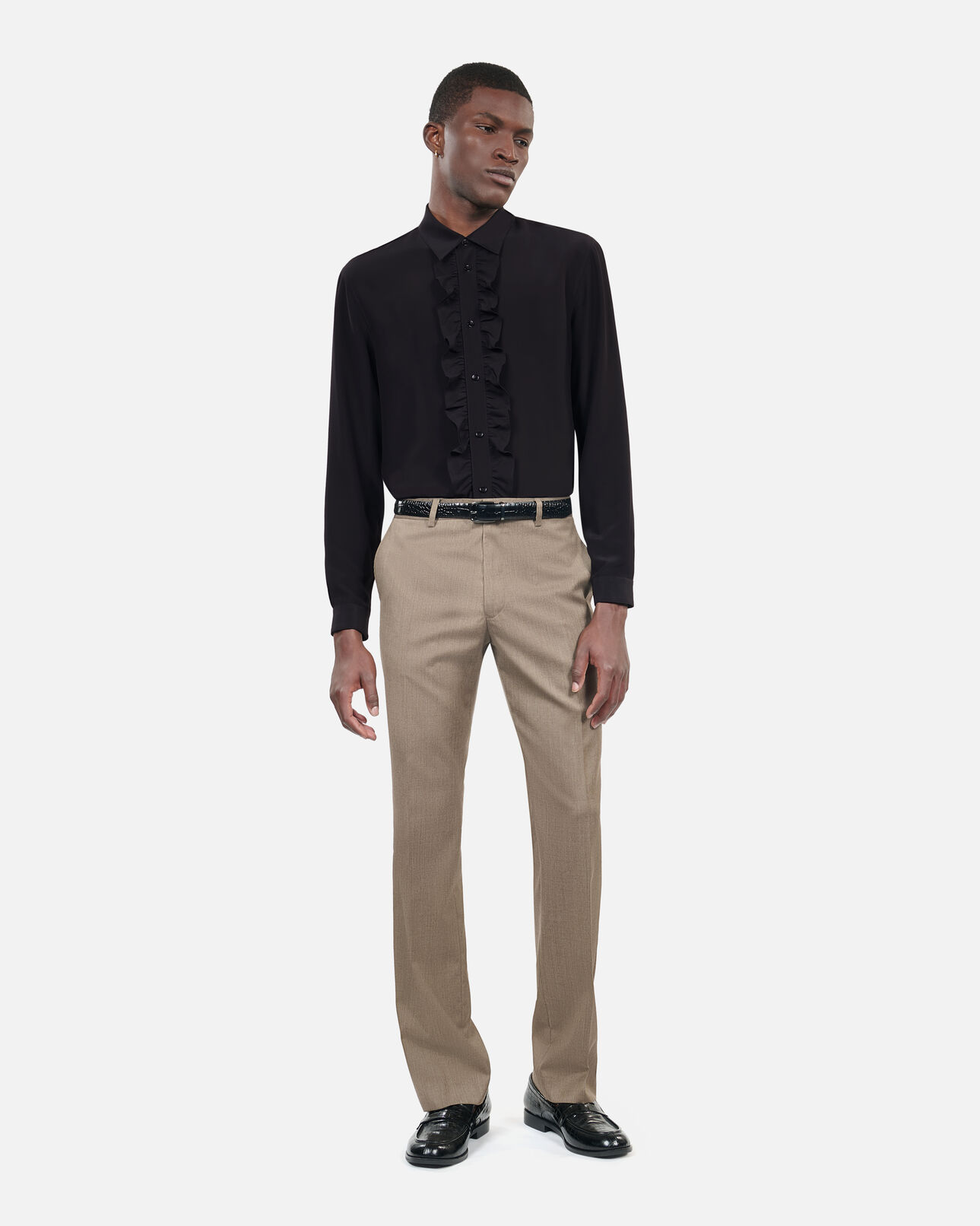 The Kooples MEN BLACK black silk shirt