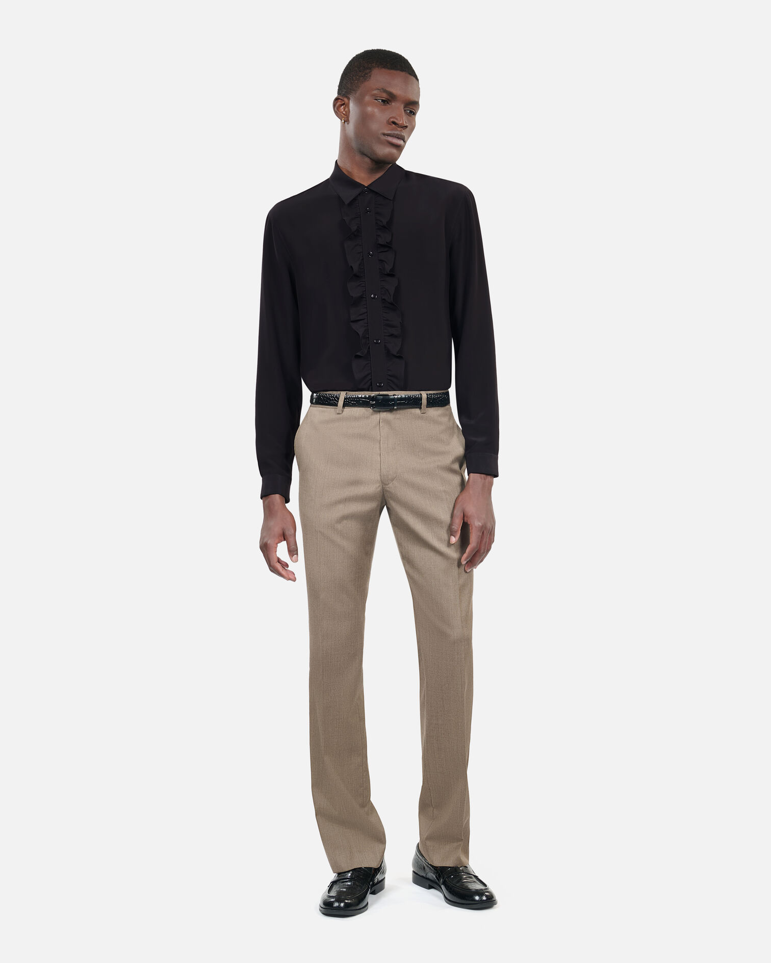 Black silk shirt, BLACK, hi-res image number null