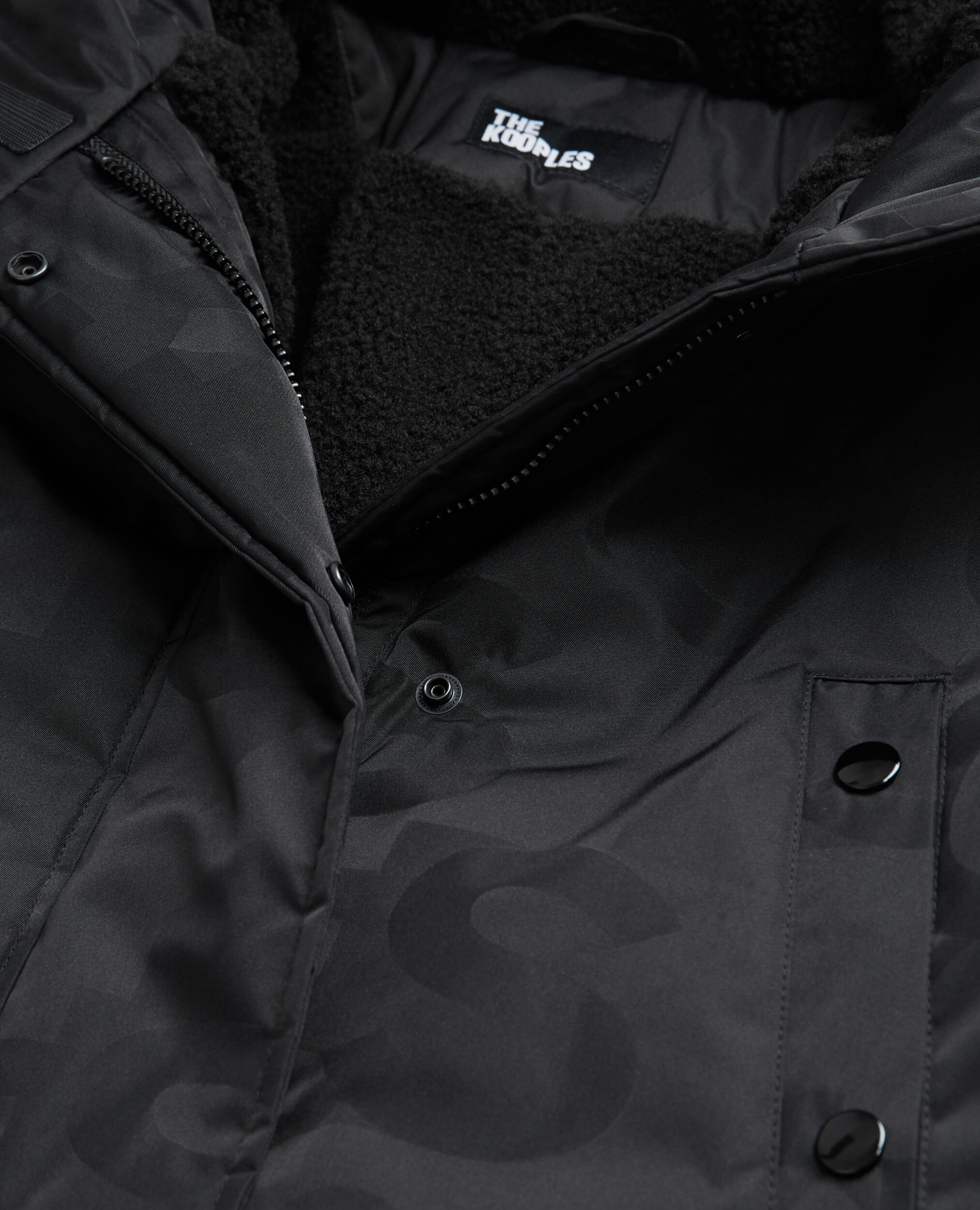 Parka longue logo The Kooples noire, BLACK, hi-res image number null