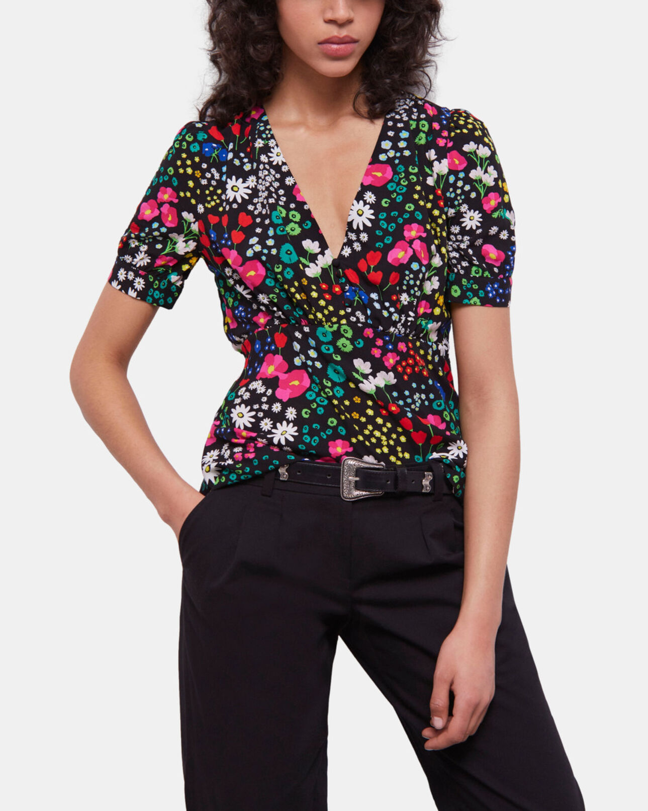 The Kooples FEMME MULTICOLOR top imprimé avec boutonnage