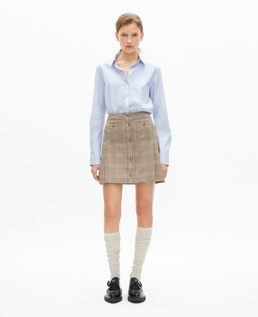 The Kooples WOMEN BEIGE-BROWN prince of wales short skirt beige