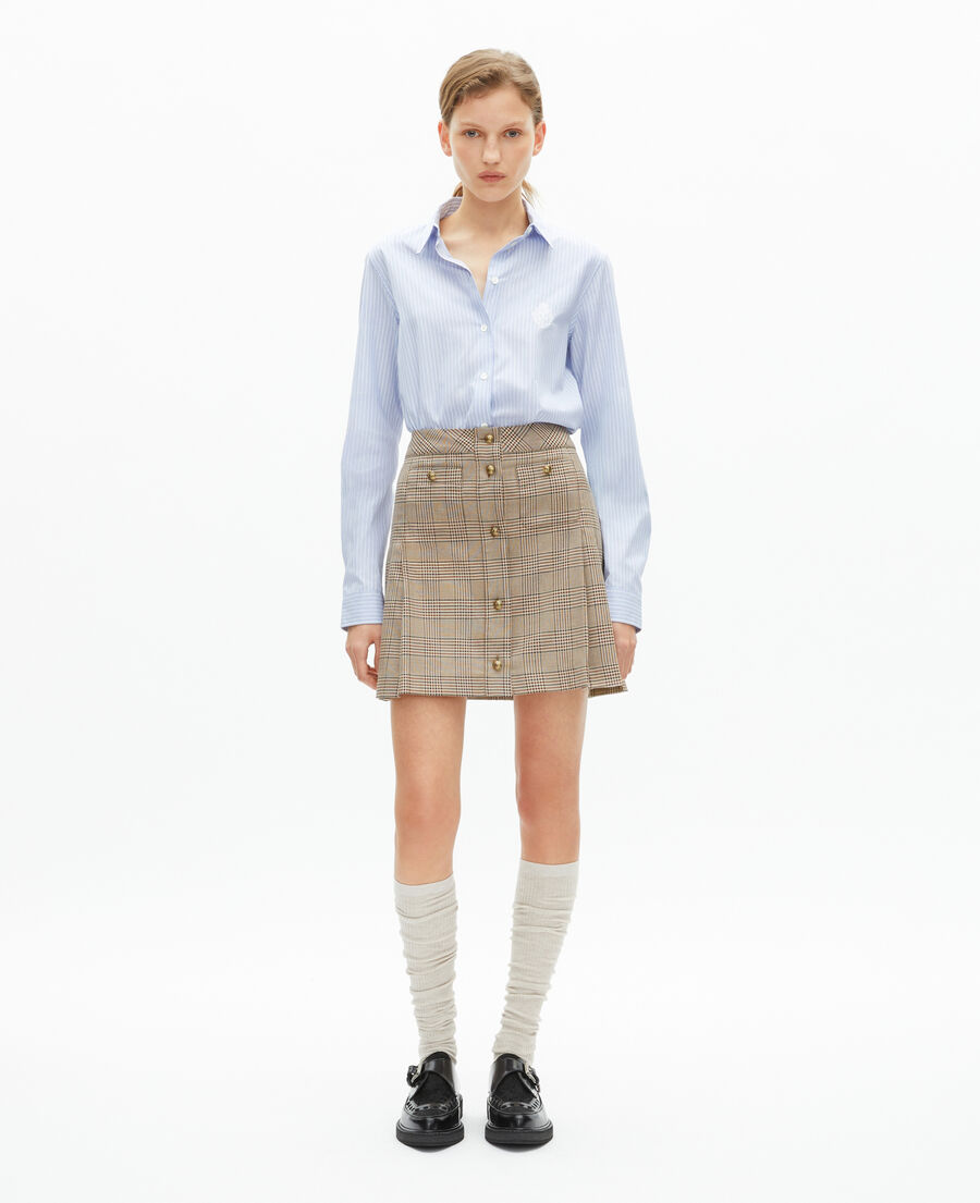 The Kooples WOMEN BEIGE-BROWN prince of wales short skirt beige