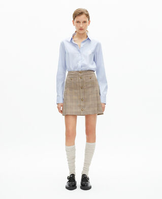 The Kooples WOMEN BEIGE-BROWN prince of wales short skirt beige