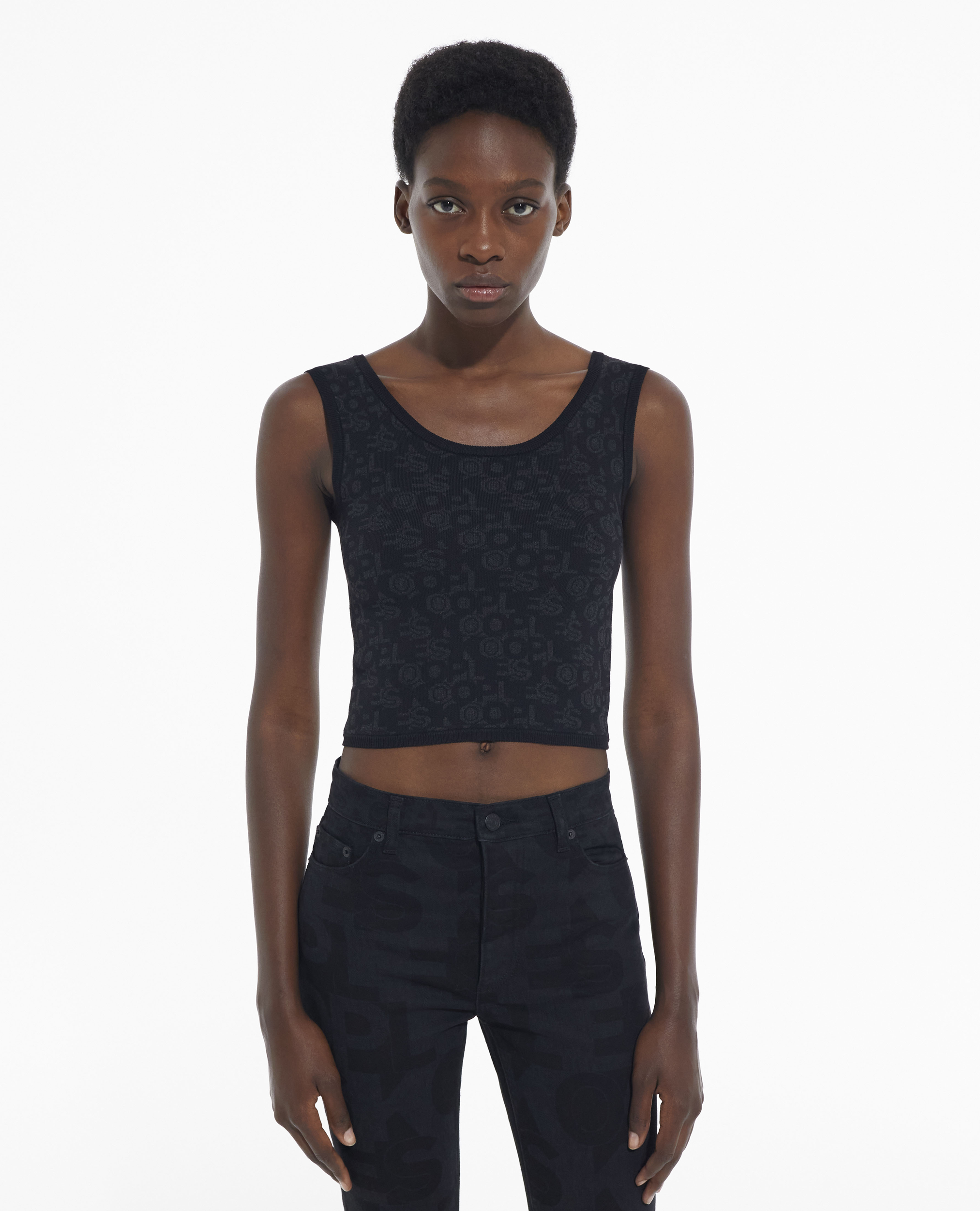 Black bra with The Kooples logo, BLACK DARK GREY, hi-res image number null