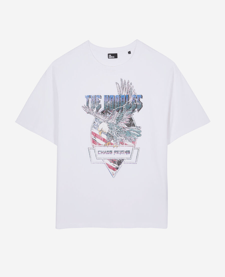 t-shirt blanc avec sérigraphie chaos eagle
