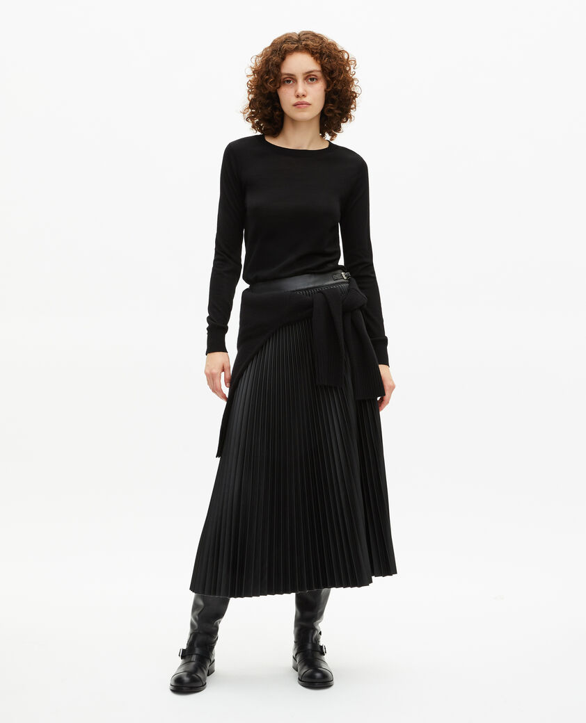 The Kooples FEMME BLACK pull col rond en laine mérinos noir
